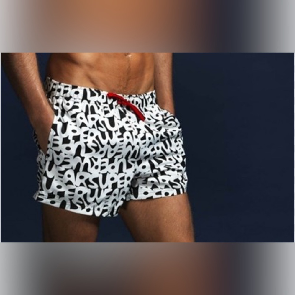 FRANK DANDY Black and White Swim Shorts